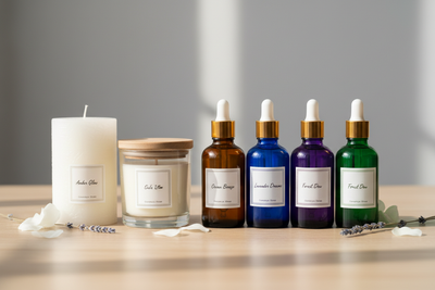Essential Oil bottles and candles
