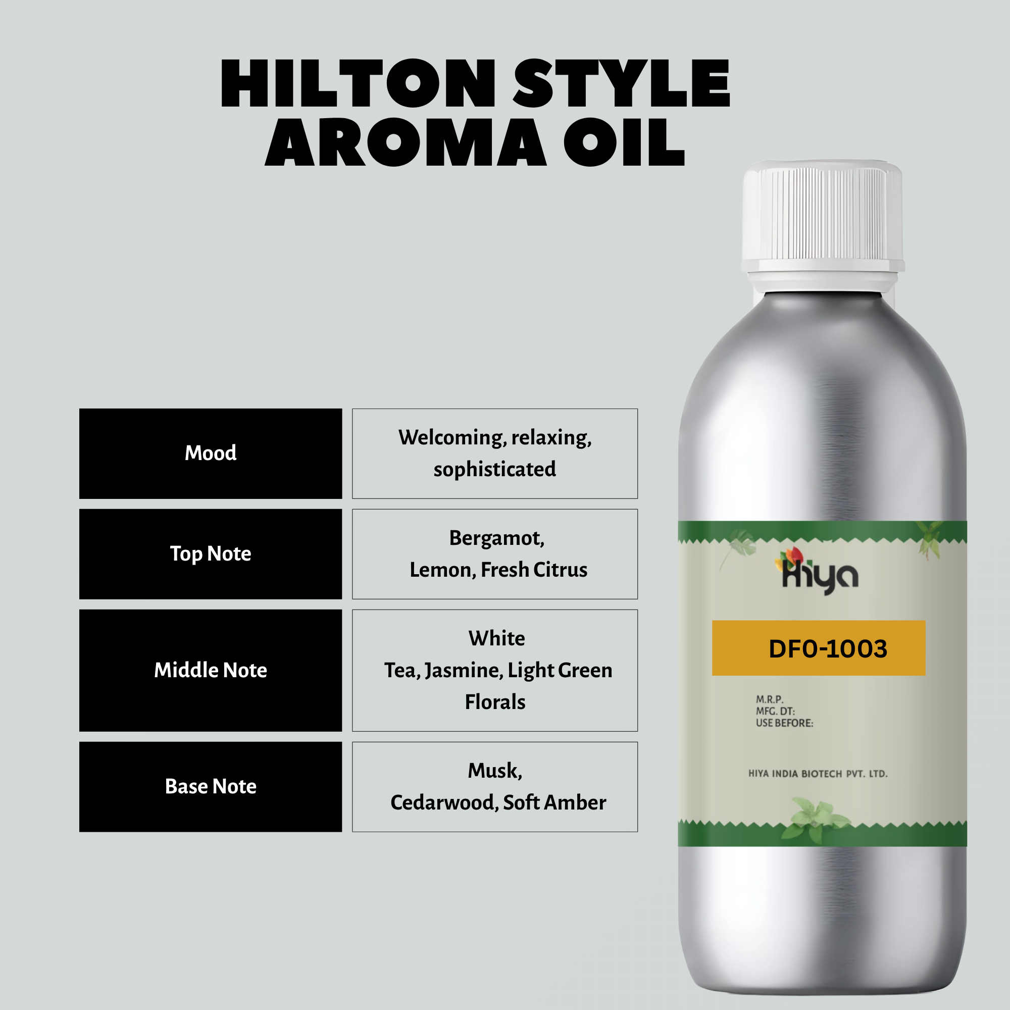 DF0-1003 Hotel Scent : Inspired By Hilton Fragrance Diffuser Oil.